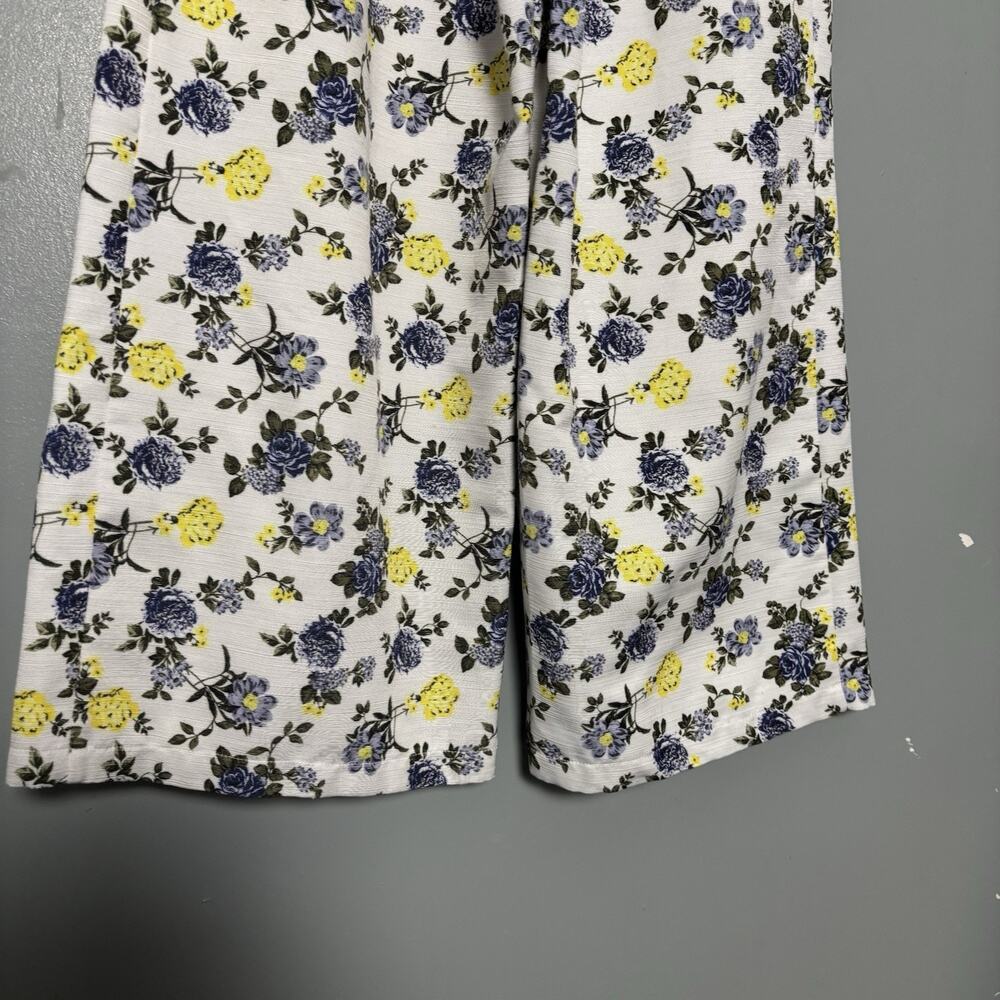 ASOS Women’s Blue Yellow Floral Peplum Wide Leg Jumpsuit Strapless Size 2 White - Picture 9 of 14
